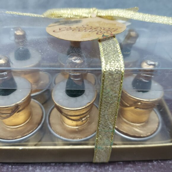 Gold Mini Champagne Bucket Candles Set Of 6 In Clear Gift Box With Gold Ribbon - Picture 3 of 9